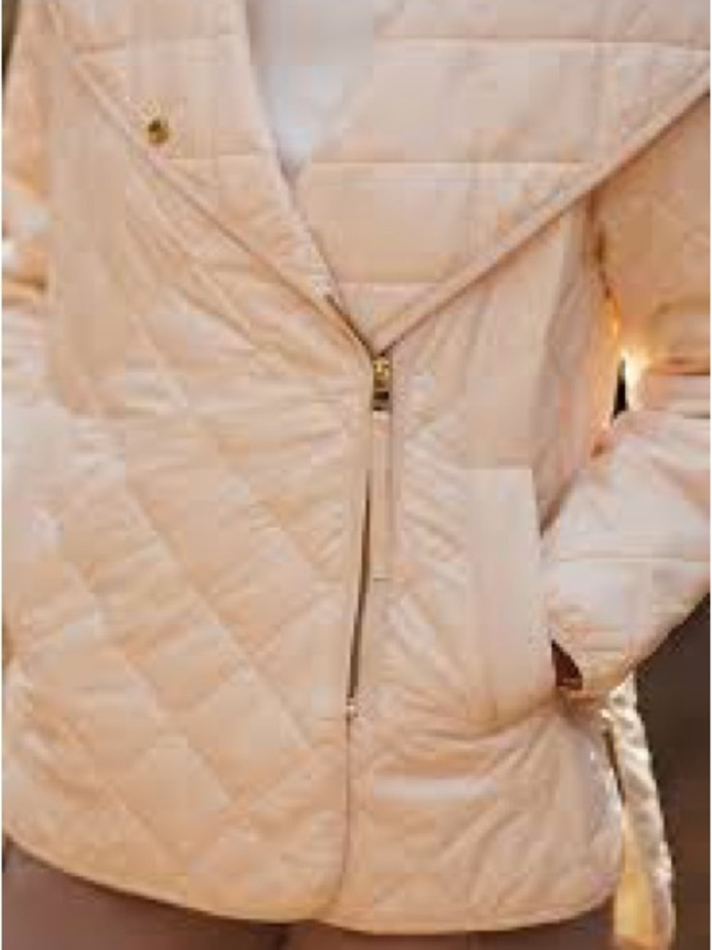 Varley Cream Quilted Asymmetrical Puffer